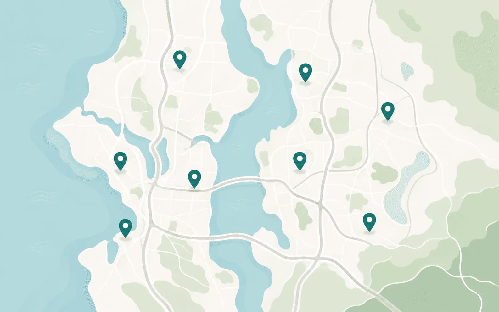 Map of the Seattle and Eastside service area including Kirkland, Bellevue and Redmond